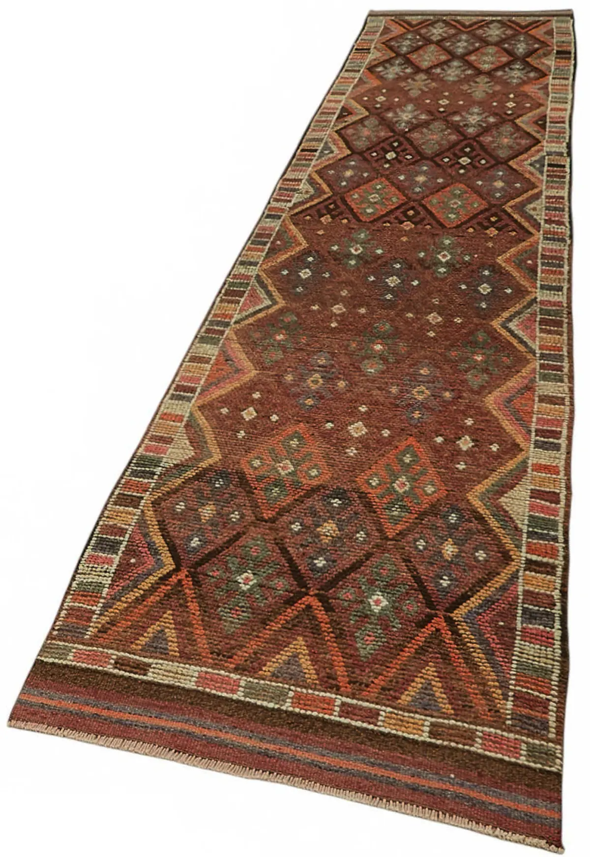 Herki Eskitme Kırmızı Pamuk Üzerine Yün El Dokuma Halı-086x411 - Görsel 3