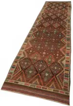 Herki Eskitme Kırmızı Pamuk Üzerine Yün El Dokuma Halı-086x411 - Görsel 3