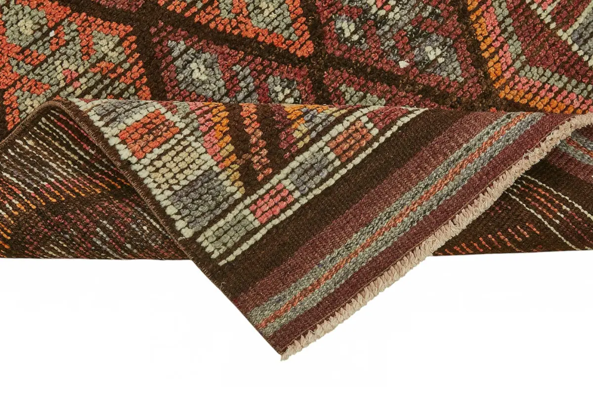 Herki Eskitme Kırmızı Pamuk Üzerine Yün El Dokuma Halı-086x411 - Görsel 6