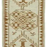 Herki Eskitme Bej Pamuk Üzerine Yün El Dokuma Halı-090x302