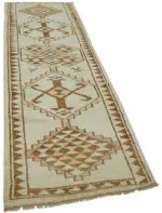 Herki Eskitme Bej Pamuk Üzerine Yün El Dokuma Halı-090x302 - Görsel 2