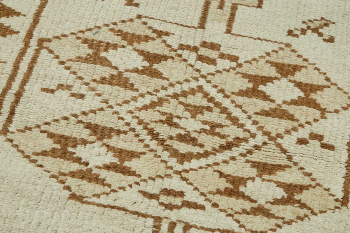 Herki Eskitme Bej Pamuk Üzerine Yün El Dokuma Halı-090x302 - Görsel 5