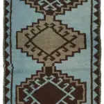 Herki Eskitme Mavi Pamuk Üzerine Yün El Dokuma Halı-093x295