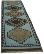 Herki Eskitme Mavi Pamuk Üzerine Yün El Dokuma Halı-093x295 - Görsel 2