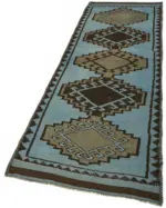 Herki Eskitme Mavi Pamuk Üzerine Yün El Dokuma Halı-093x295 - Görsel 3