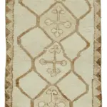 Herki Eskitme Bej Pamuk Üzerine Yün El Dokuma Halı-088x362