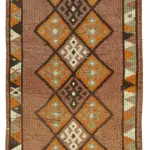 Herki Eskitme Kırmızı Pamuk Üzerine Yün El Dokuma Halı-082x370