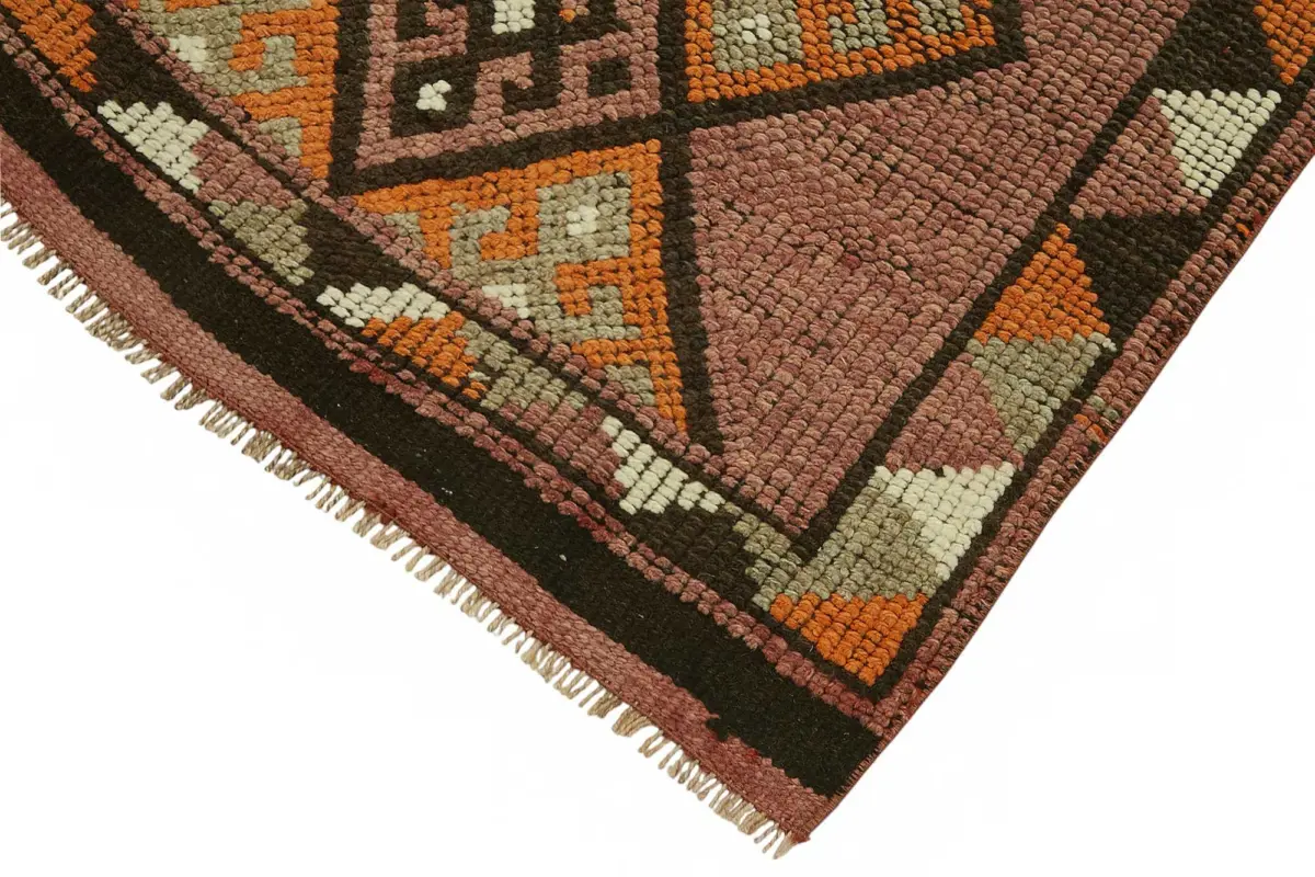 Herki Eskitme Kırmızı Pamuk Üzerine Yün El Dokuma Halı-082x370 - Görsel 4