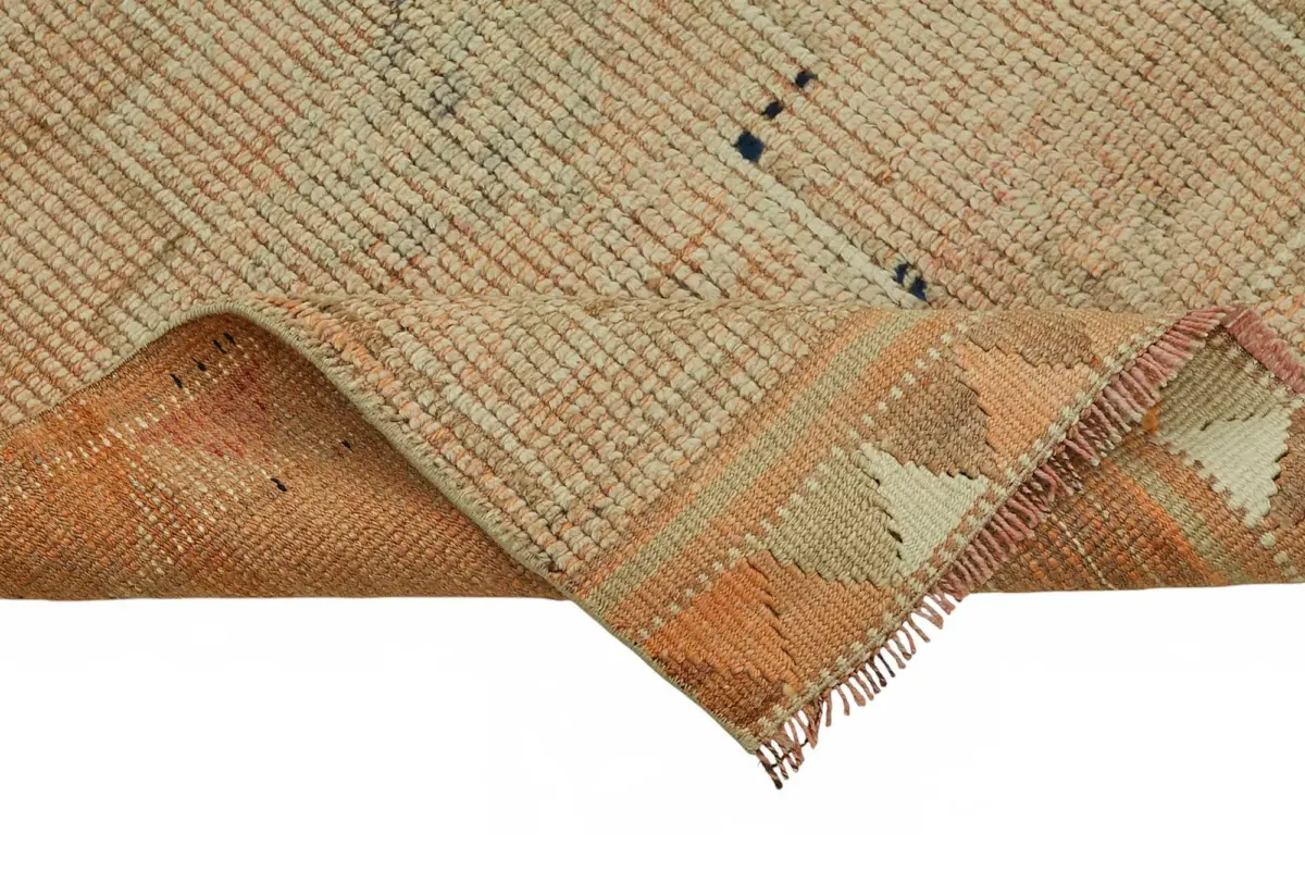 Herki Eskitme Bej Pamuk Üzerine Yün El Dokuma Halı-080x334 - Görsel 6