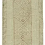 Herki Eskitme Bej Pamuk Üzerine Yün El Dokuma Halı-078x335