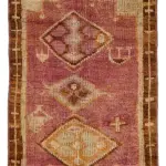 Herki Eskitme Kırmızı Pamuk Üzerine Yün El Dokuma Halı-082x418