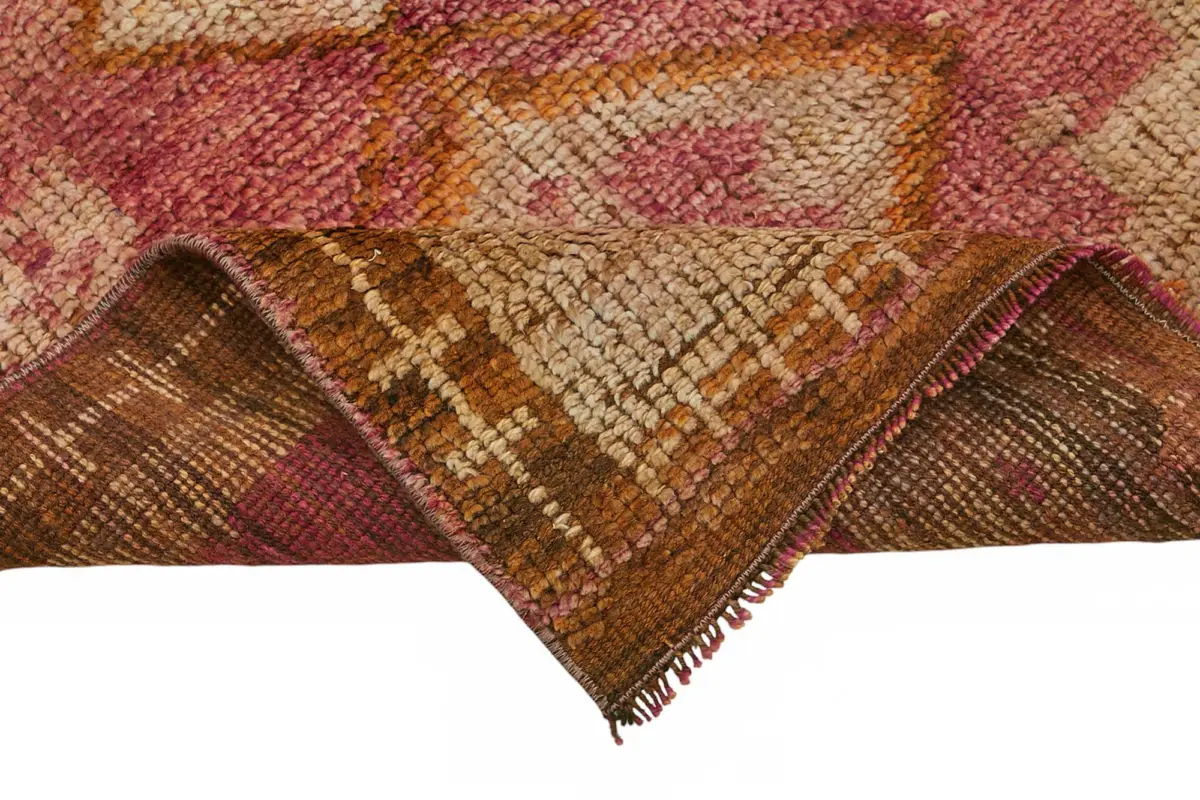 Herki Eskitme Kırmızı Pamuk Üzerine Yün El Dokuma Halı-082x418 - Görsel 6