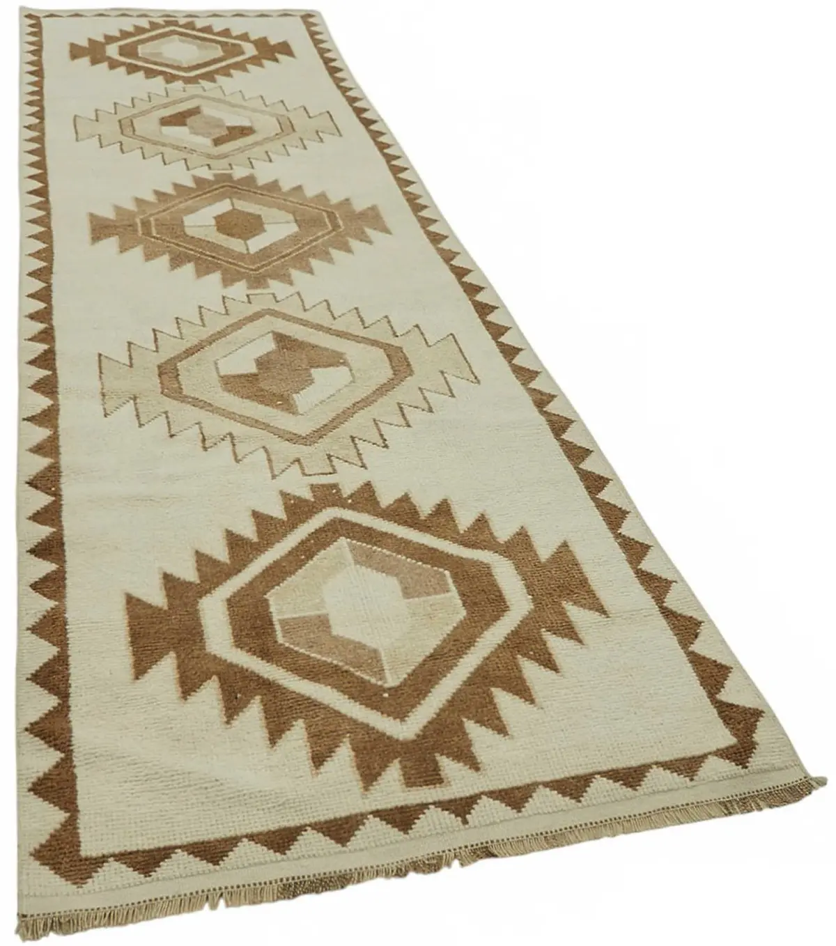 Herki Eskitme Bej Pamuk Üzerine Yün El Dokuma Halı-110x377 - Görsel 2