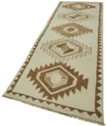 Herki Eskitme Bej Pamuk Üzerine Yün El Dokuma Halı-110x377 - Görsel 3