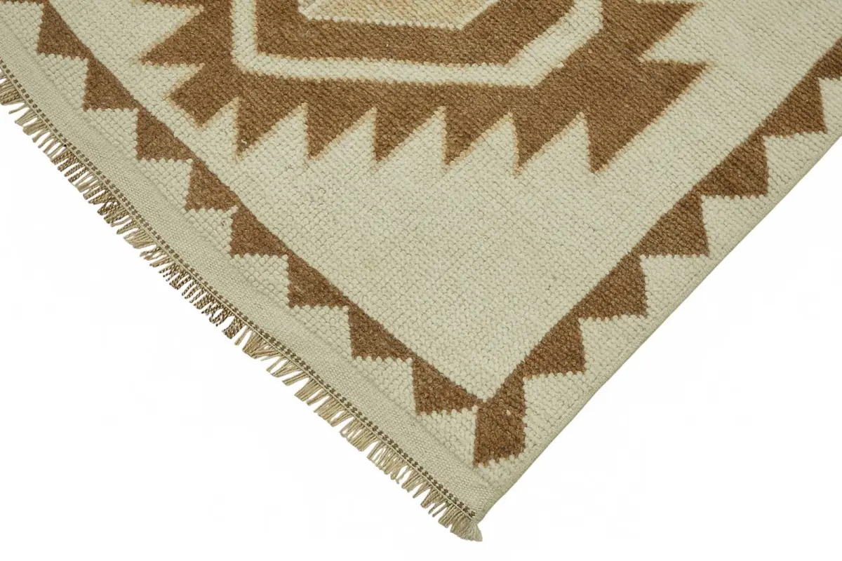 Herki Eskitme Bej Pamuk Üzerine Yün El Dokuma Halı-110x377 - Görsel 4