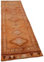 Herki Eskitme Turuncu Pamuk Üzerine Yün El Dokuma Halı-086x355 - Görsel 2