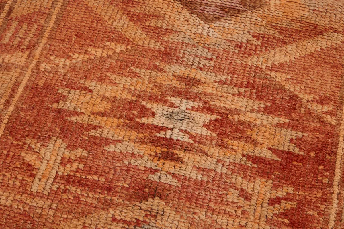Herki Eskitme Turuncu Pamuk Üzerine Yün El Dokuma Halı-086x355 - Görsel 5