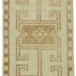 Herki Eskitme Bej Pamuk Üzerine Yün El Dokuma Halı-097x330