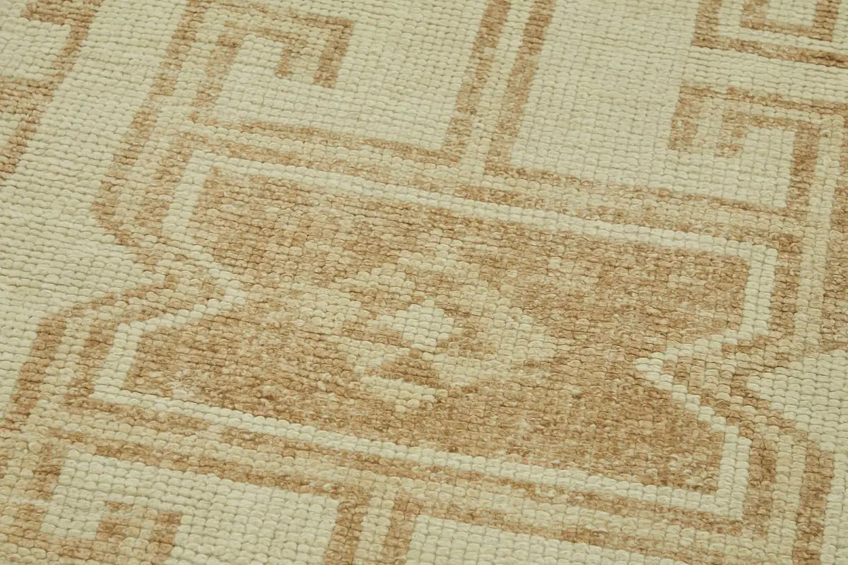 Herki Eskitme Bej Pamuk Üzerine Yün El Dokuma Halı-097x330 - Görsel 5