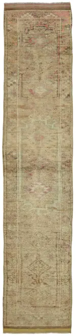 Herki Eskitme Bej Pamuk Üzerine Yün El Dokuma Halı-077x380