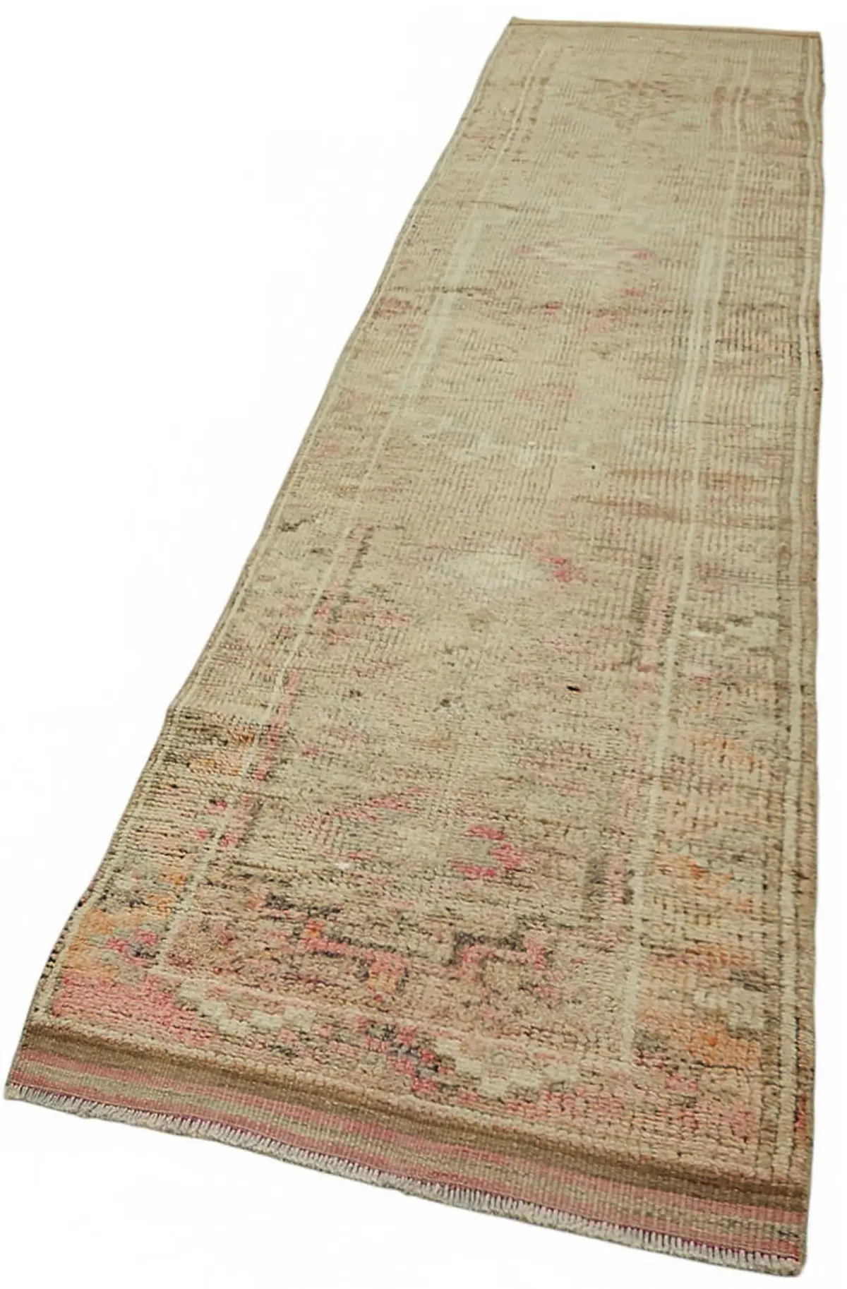 Herki Eskitme Bej Pamuk Üzerine Yün El Dokuma Halı-077x380 - Görsel 3