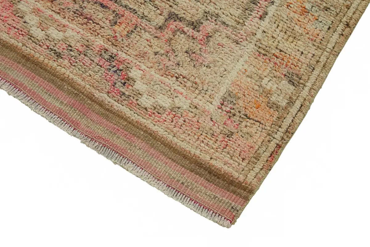 Herki Eskitme Bej Pamuk Üzerine Yün El Dokuma Halı-077x380 - Görsel 4