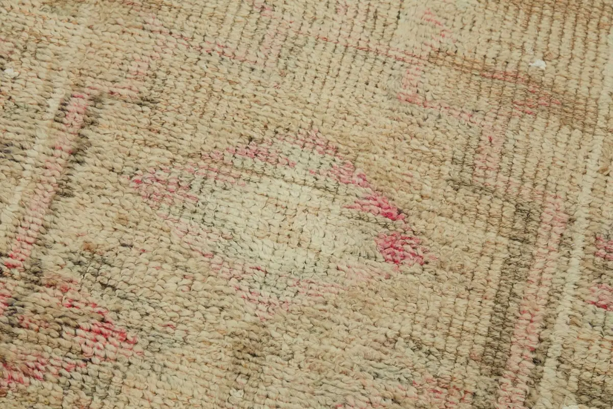 Herki Eskitme Bej Pamuk Üzerine Yün El Dokuma Halı-077x380 - Görsel 5