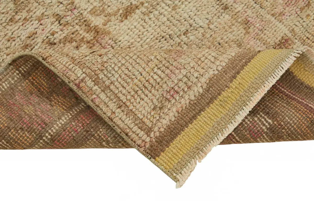 Herki Eskitme Bej Pamuk Üzerine Yün El Dokuma Halı-077x380 - Görsel 6