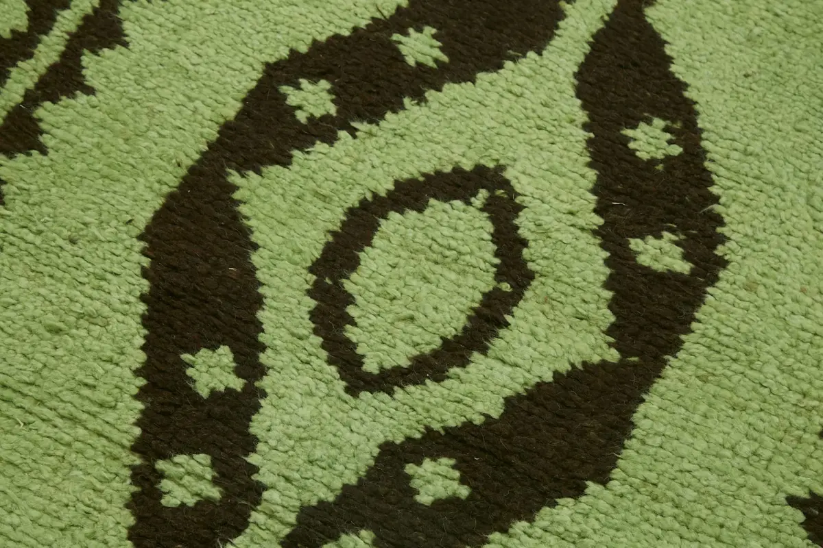 Herki Eskitme Yeşill Pamuk Üzerine Yün El Dokuma Halı-097x345 - Görsel 5