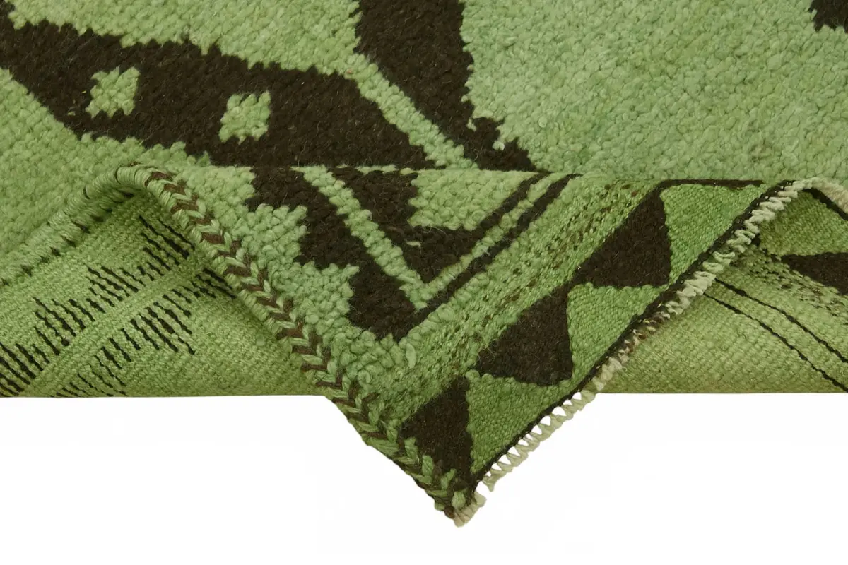 Herki Eskitme Yeşill Pamuk Üzerine Yün El Dokuma Halı-097x345 - Görsel 6