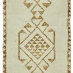 Herki Eskitme Bej Pamuk Üzerine Yün El Dokuma Halı-097x328