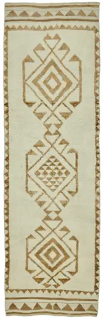 Herki Eskitme Bej Pamuk Üzerine Yün El Dokuma Halı-097x328