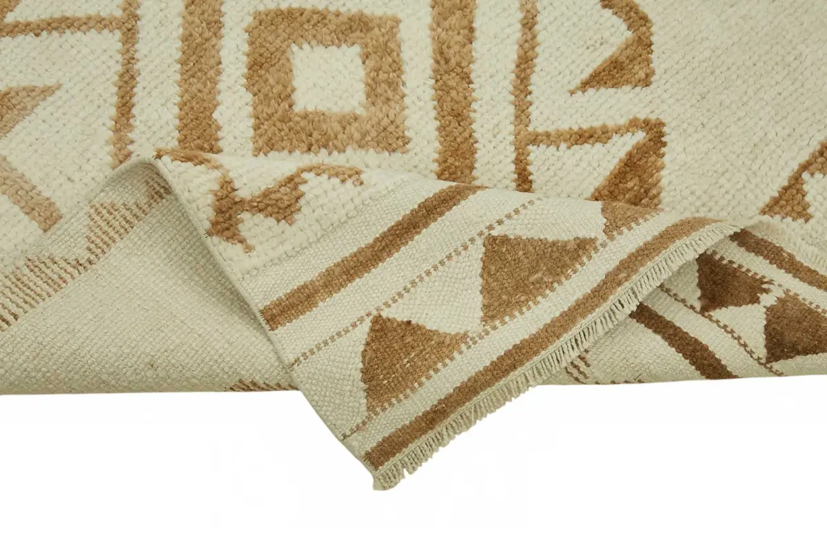 Herki Eskitme Bej Pamuk Üzerine Yün El Dokuma Halı-097x328 - Görsel 6