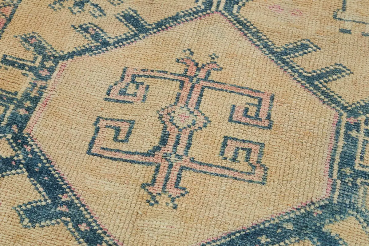 Herki Eskitme Bej Pamuk Üzerine Yün El Dokuma Halı-100x296 - Görsel 5