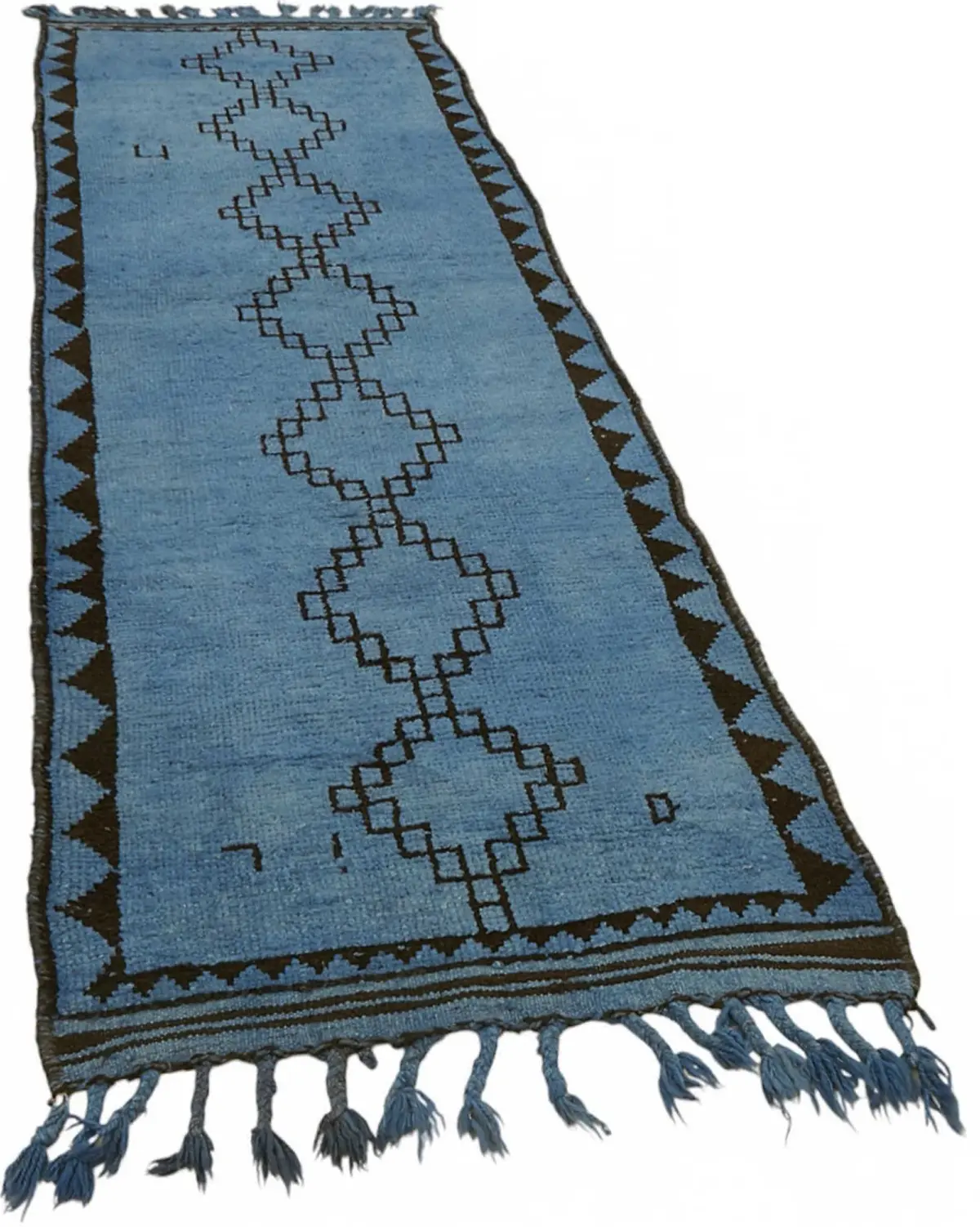 Herki Eskitme Mavi Pamuk Üzerine Yün El Dokuma Halı-098x323 - Görsel 2