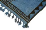 Herki Eskitme Mavi Pamuk Üzerine Yün El Dokuma Halı-098x323 - Görsel 4