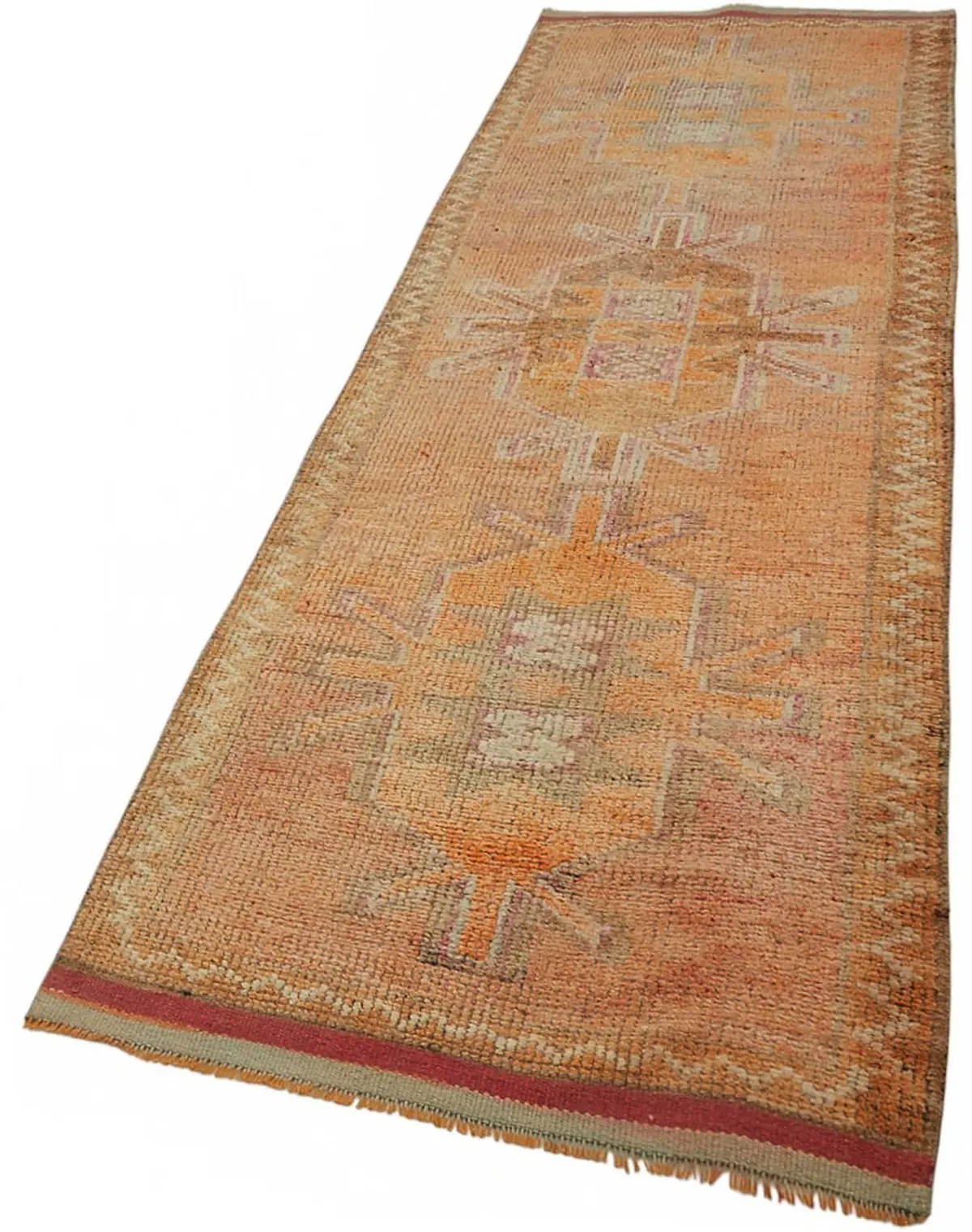 Herki Eskitme Turuncu Pamuk Üzerine Yün El Dokuma Halı-097x320 - Görsel 3