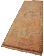 Herki Eskitme Turuncu Pamuk Üzerine Yün El Dokuma Halı-097x320 - Görsel 3