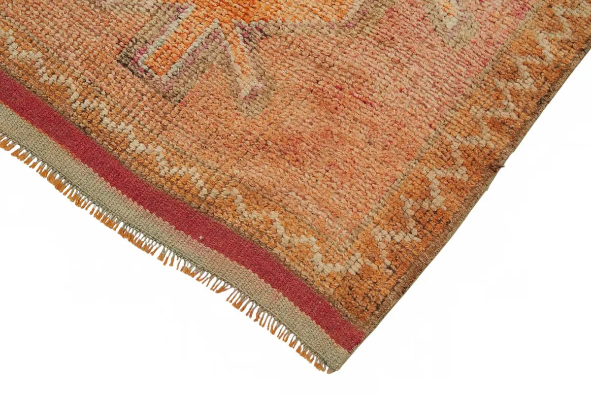 Herki Eskitme Turuncu Pamuk Üzerine Yün El Dokuma Halı-097x320 - Görsel 4