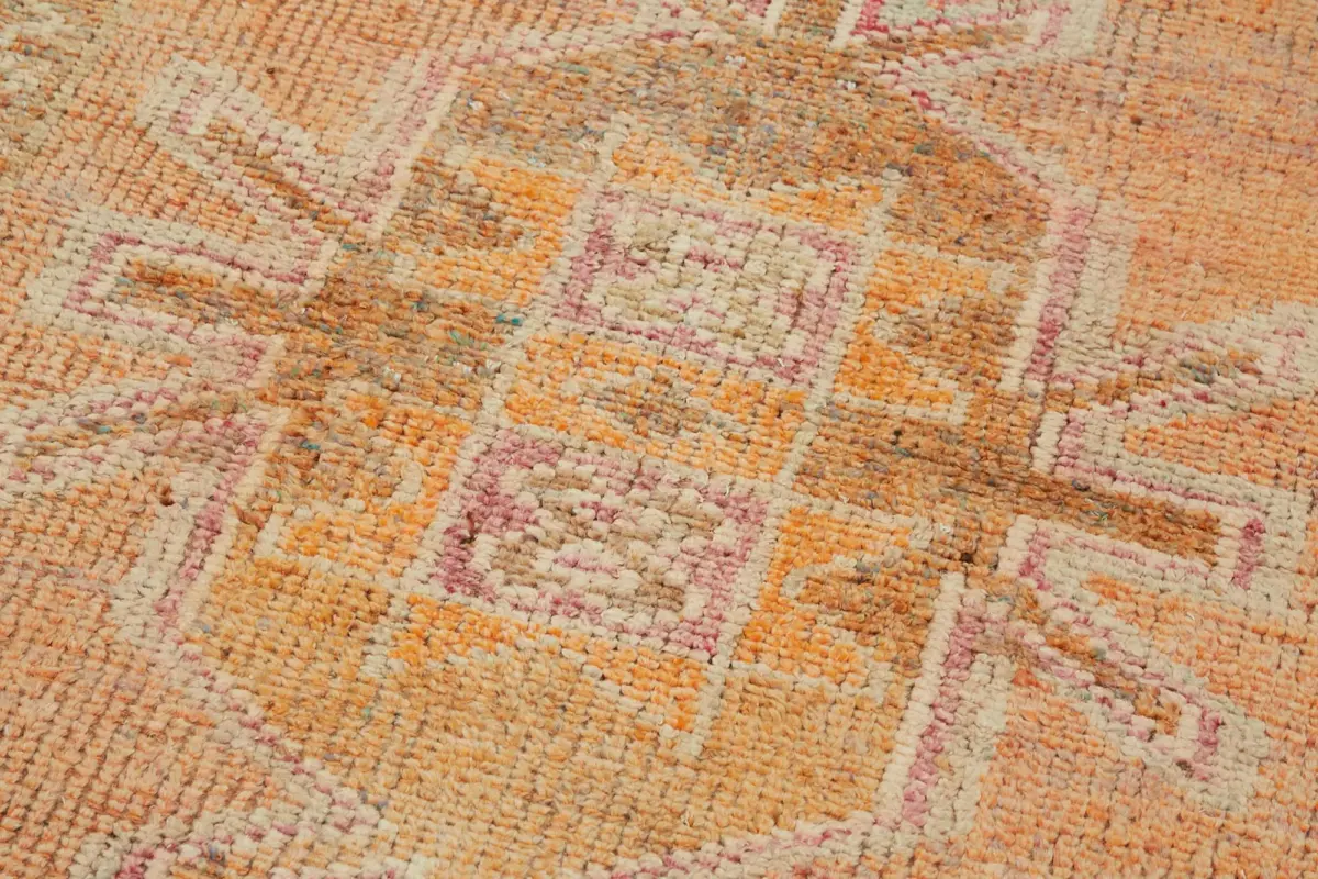 Herki Eskitme Turuncu Pamuk Üzerine Yün El Dokuma Halı-097x320 - Görsel 5
