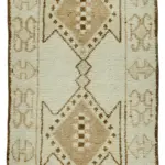 Herki Eskitme Bej Pamuk Üzerine Yün El Dokuma Halı-085x353