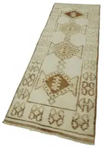 Herki Eskitme Bej Pamuk Üzerine Yün El Dokuma Halı-085x353 - Görsel 3