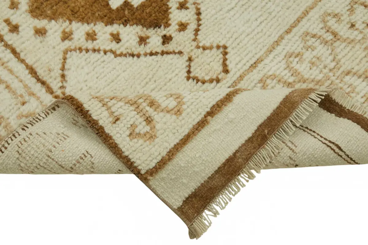 Herki Eskitme Bej Pamuk Üzerine Yün El Dokuma Halı-085x353 - Görsel 6