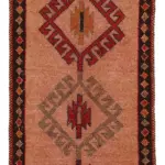 Herki Eskitme Turuncu Pamuk Üzerine Yün El Dokuma Halı-095x405