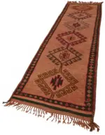 Herki Eskitme Turuncu Pamuk Üzerine Yün El Dokuma Halı-095x405 - Görsel 3