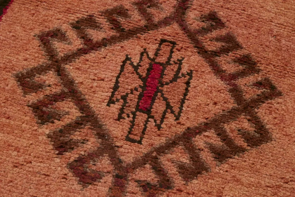 Herki Eskitme Turuncu Pamuk Üzerine Yün El Dokuma Halı-095x405 - Görsel 5