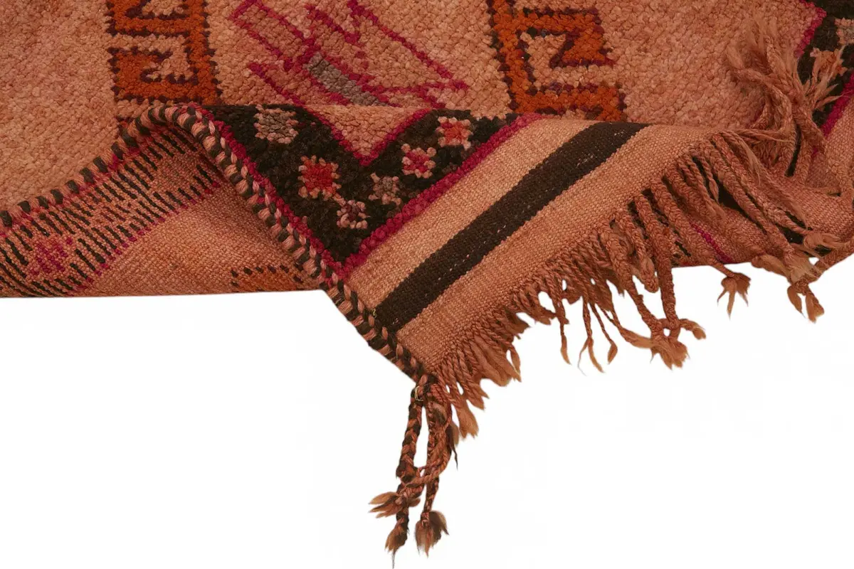 Herki Eskitme Turuncu Pamuk Üzerine Yün El Dokuma Halı-095x405 - Görsel 6