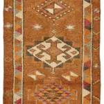 Herki Eskitme Turuncu Pamuk Üzerine Yün El Dokuma Halı-095x343