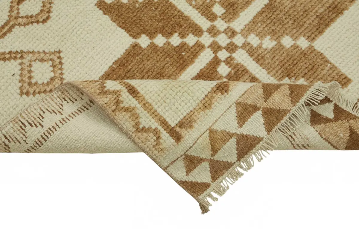 Herki Eskitme Bej Pamuk Üzerine Yün El Dokuma Halı-105x340 - Görsel 6