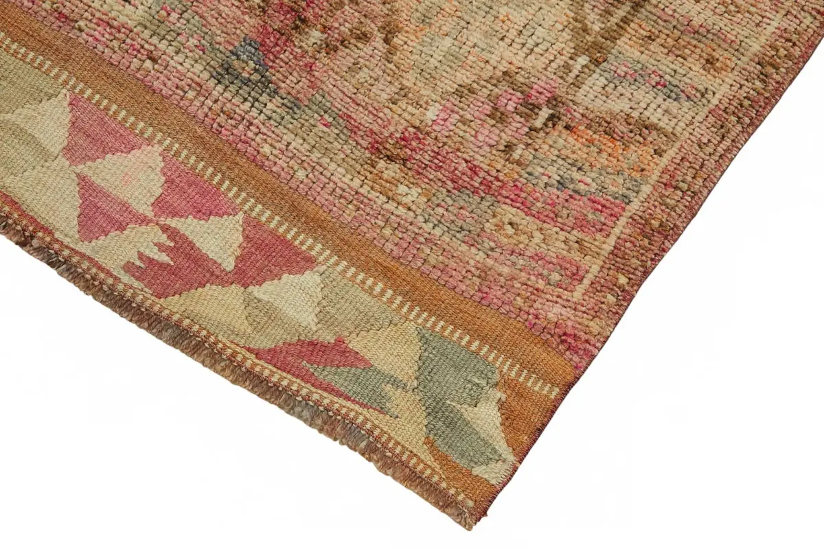 Herki Eskitme Kırmızı Pamuk Üzerine Yün El Dokuma Halı-080x458 - Görsel 4